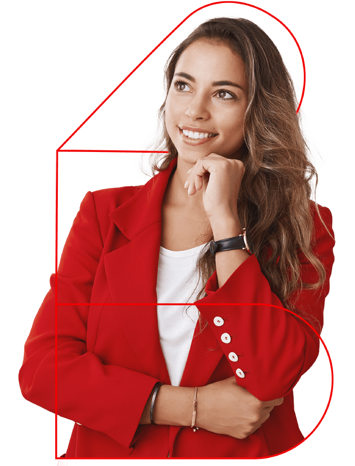 Mulher bem sucedida com blazer vermelho